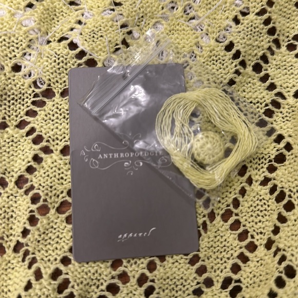 NWT Anthropologie / Medium / Chartreuse L/S sweater with lace floral neckline - Picture 16 of 16